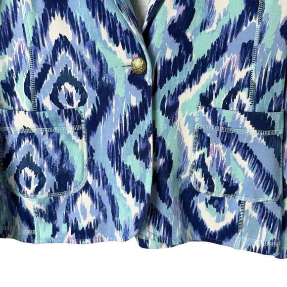 Lilly Pulitzer Mindy Shawl Collar‎ Cardigan Blazer in Blue Swish Print, Size XS - Picture 5 of 11